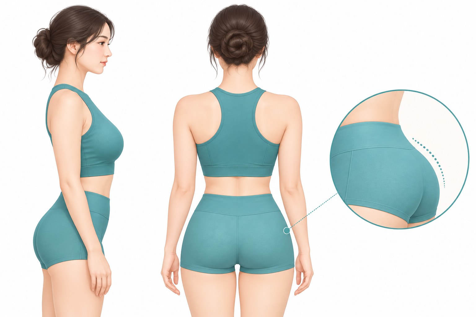Illustration of buttock fat grafting marking the upper buttock curve