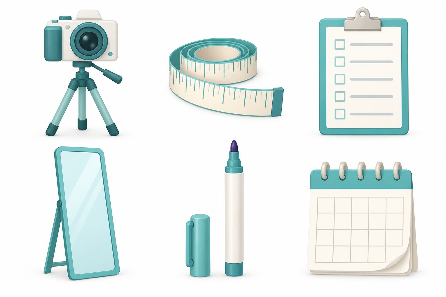 Photography, measuring, and marking tools used for examination and planning before revision