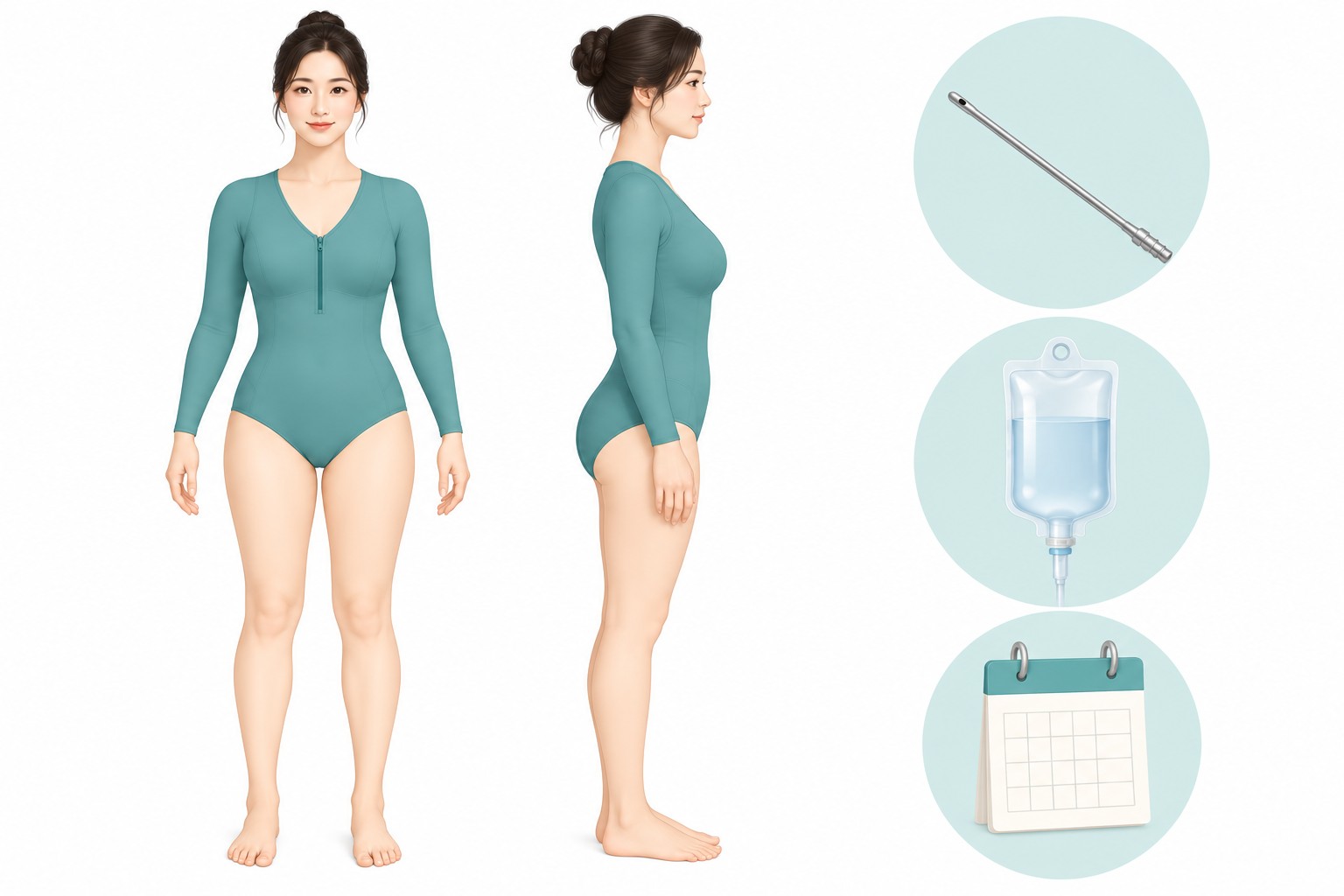 Breast liposuction surgical method and postoperative compression garment