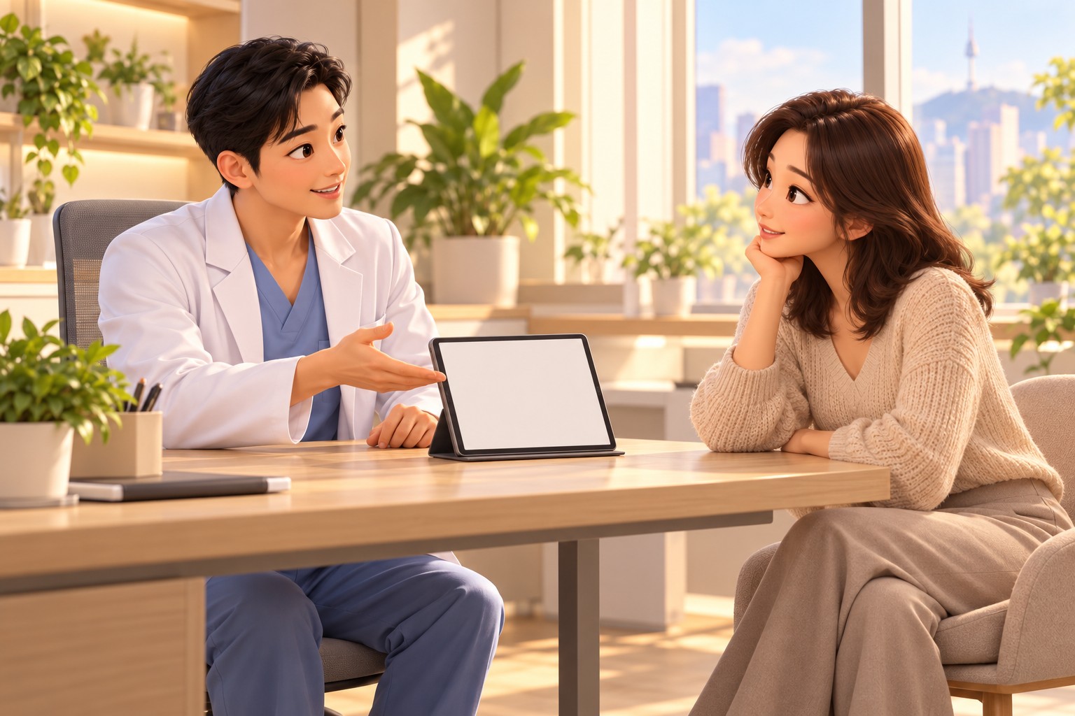 A consultation about thigh and buttock liposuction