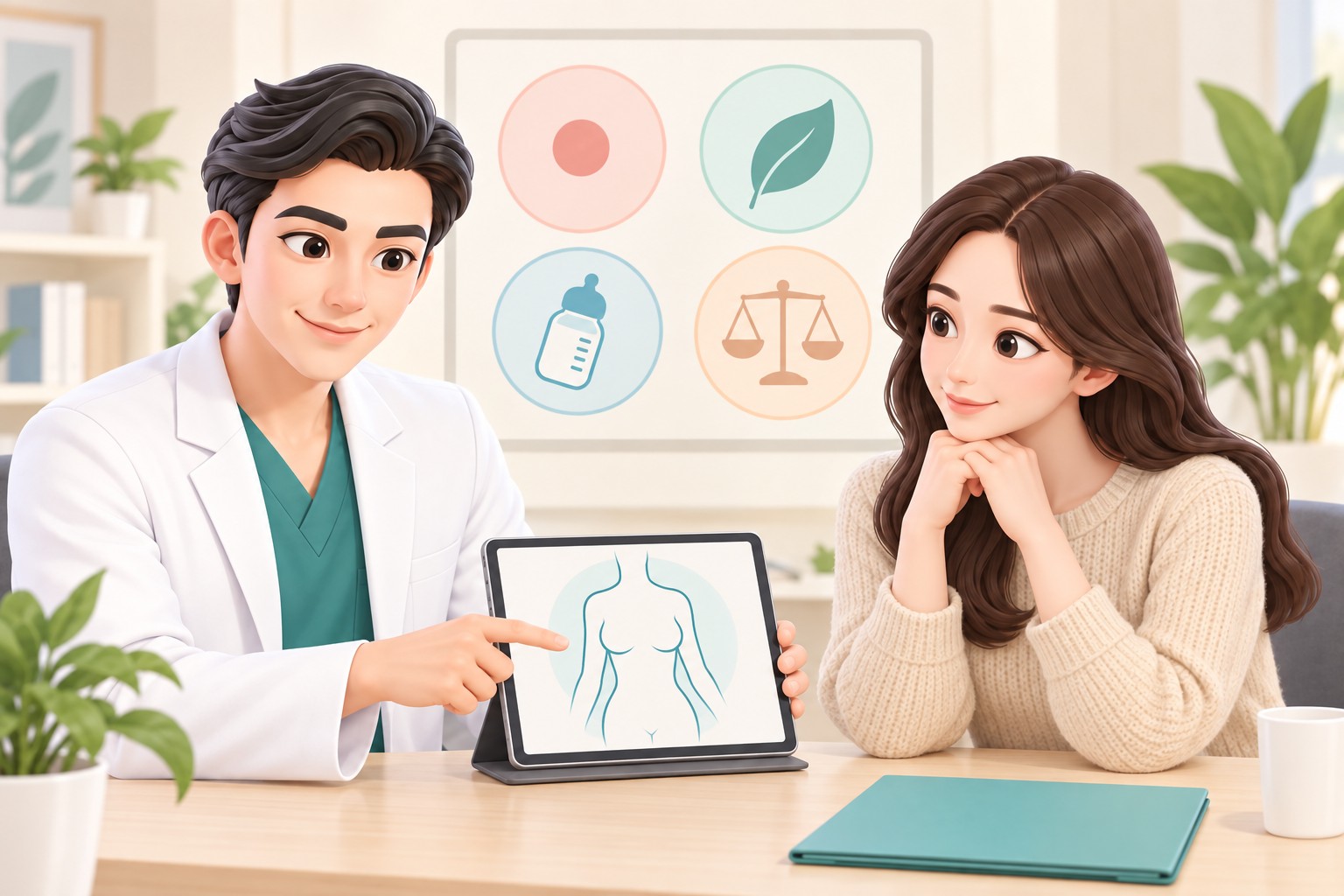 Illustration of the advantages of liposuction for breast asymmetry