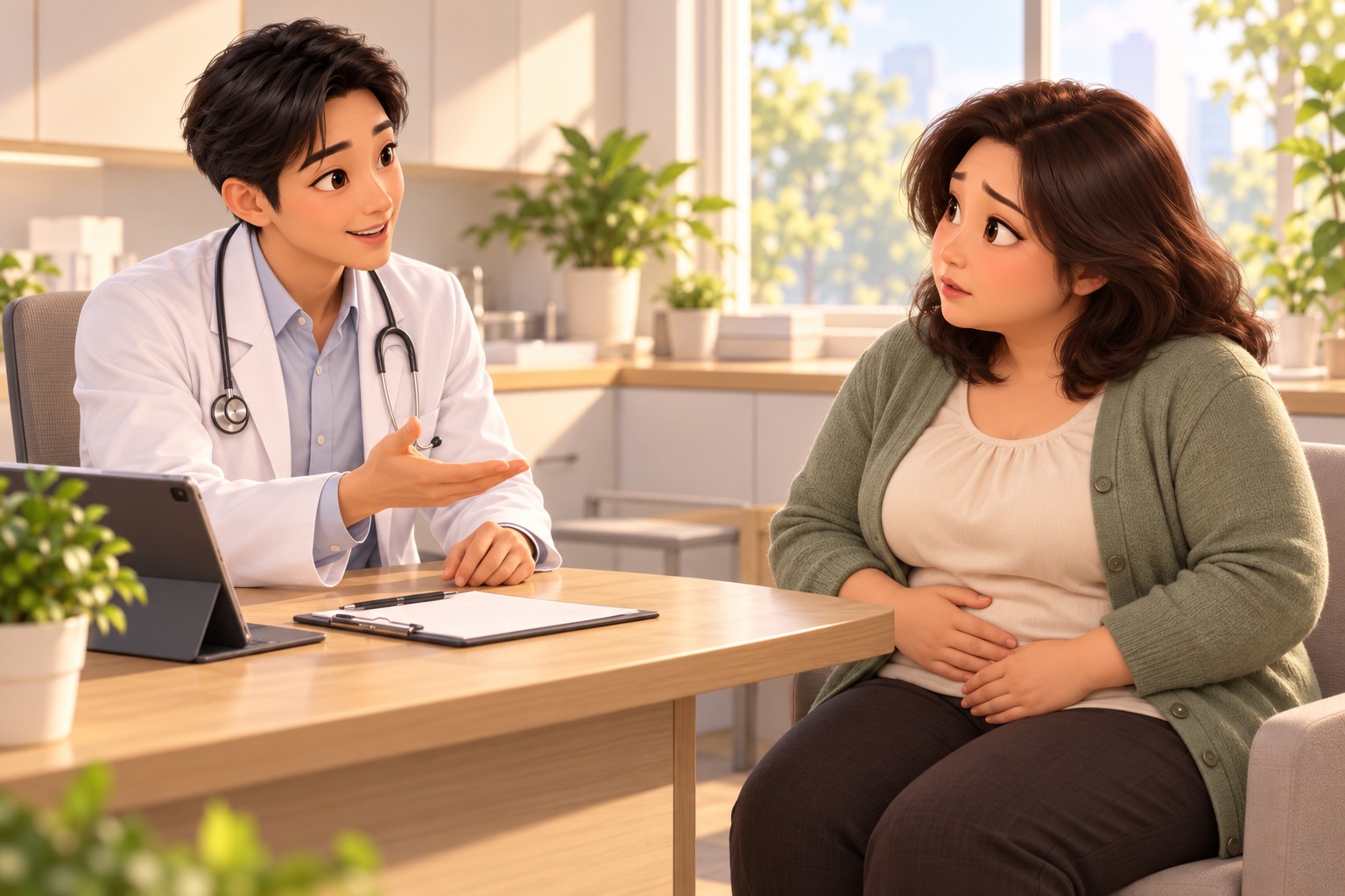 A consultation about a sagging abdomen