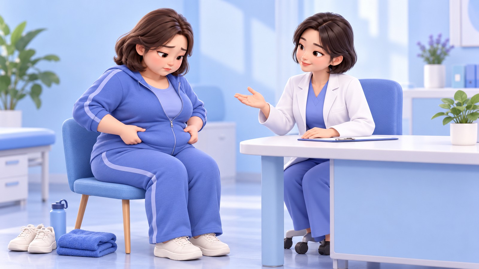 A patient consulting about a sagging abdomen