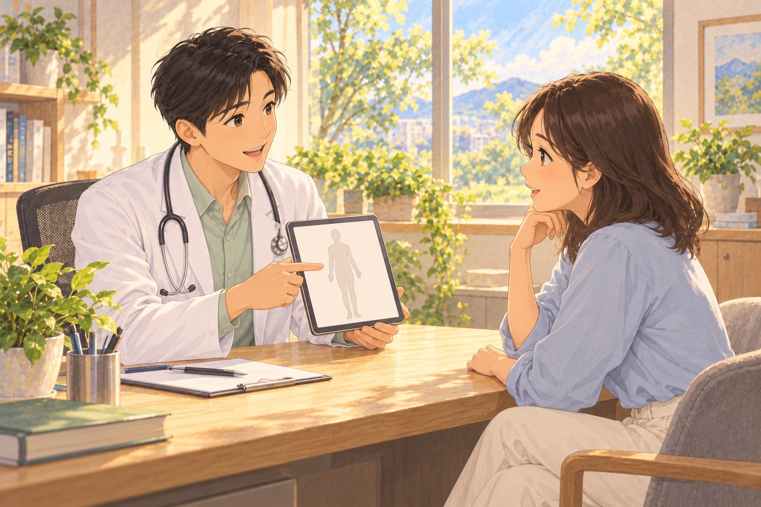 A consultation about the difference between dieting and liposuction