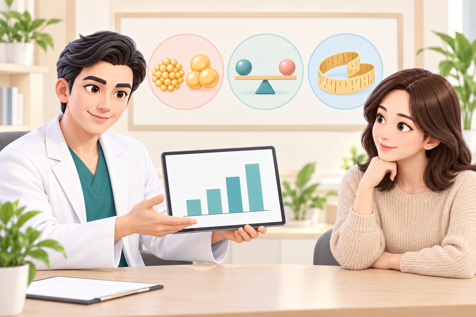 Scene explaining the number and size of fat cells
