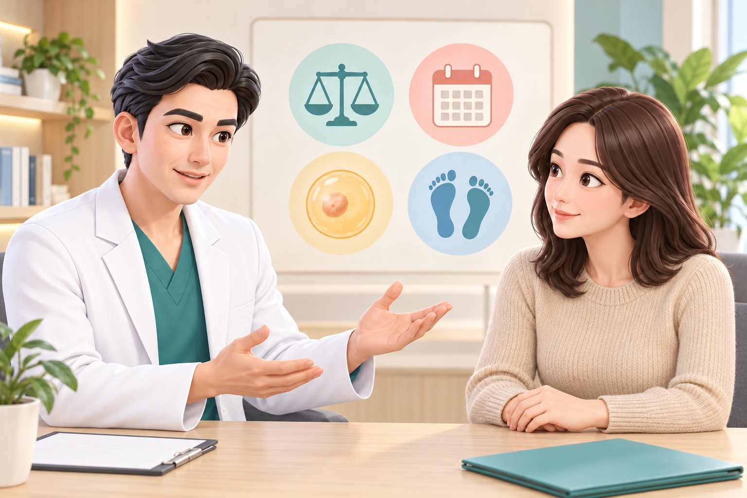 Consultation scene explaining disharmonious obesity
