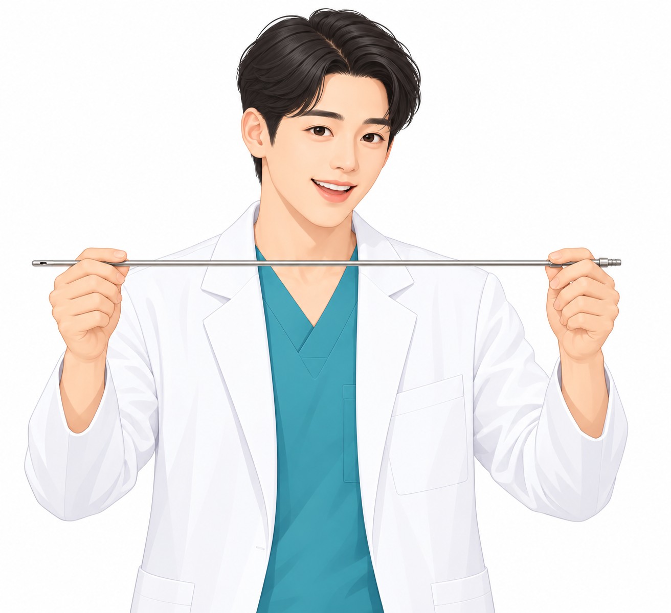 Illustration explaining the thin suction tube (cannula)