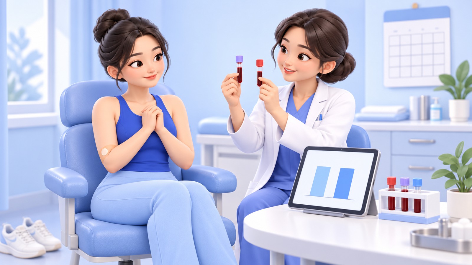 Comparing blood test results before and after surgery