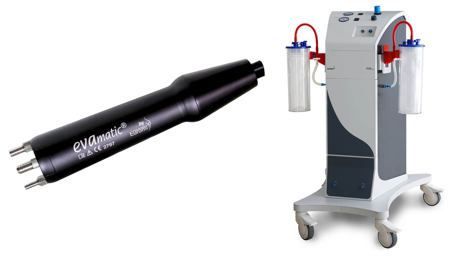 Pneumatic PAL device of the Lipomatic type — a pneumatic motorized handpiece and a main unit fitted with a suction canister
