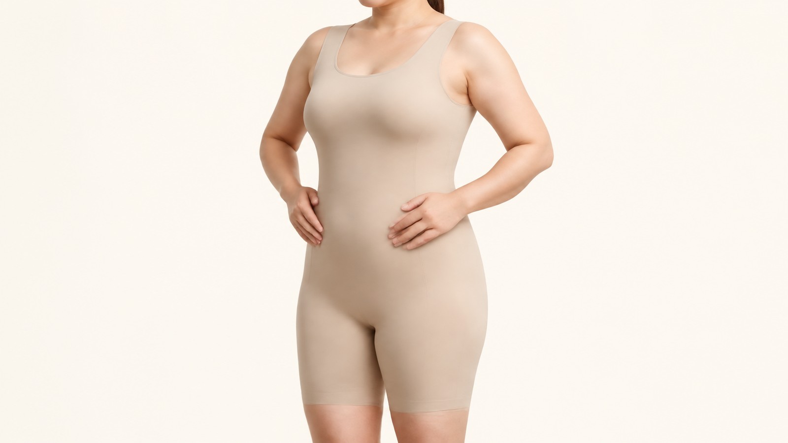Standing upright with the compression garment worn flat